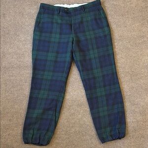 Lauren Ralph Lauren Pants 34x30 Plaid Navy Slim Fit Wool Trousers String Hem